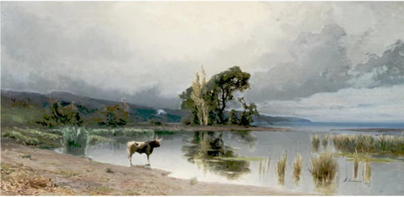 Vista del lago prima della tempesta